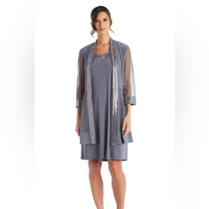 R & M Richards Gray A-line Sleeveless Scoop Neck Dress
